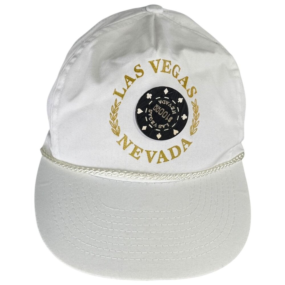 Vintage 80s Las Vegas Nevada Snapback Hat By ATT W/ Rope Accent & Poker Chip
